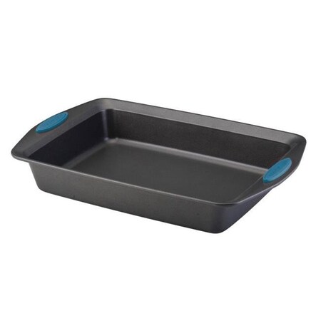 Rachael Ray Rachael Ray 47958 9 x 13 in. Yum-o Nonstick Bakeware Oven Lovin Rectangle Cake Pan; Gray with Marine Blue Handles 47958